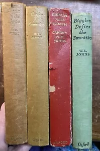 Biggles 4 Books W E Johns Oxford hardback job lot - Picture 1 of 15