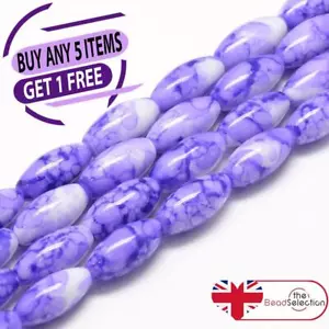 20 'WILD ORCHID' MARBLED DRAWBENCH OVAL GLASS BEADS 22mm LILAC PURPLE ORC8 - Picture 1 of 3