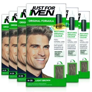6x Just For Men H25 Light Brown Original Formula Shampoo in Haircolour Dye - Picture 1 of 1