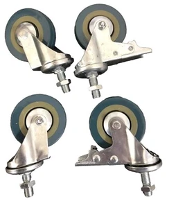 3" 75mm 4pcs Swivel Caster Castor Wheels Brake Thread Bolt & Nut M12X30mm 6428/2 - Picture 1 of 3