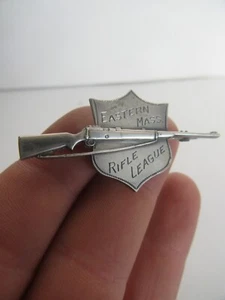 Vintage / Antique Eastern Massachusetts Rifle League Sterling Silver Gun Pin - Picture 1 of 11