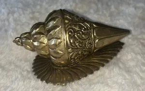 Vintage Brass Conch Shell With Matching Stand Unique - Picture 1 of 9