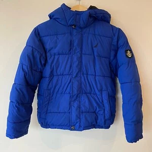 Nautica Boy's Water Resistant Logo Bubble Jacket, Royal Blue Size Medium 10-12 - Picture 1 of 13