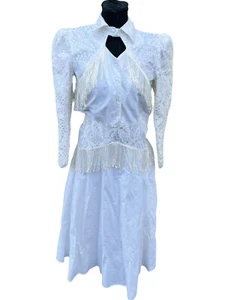 Vintage Lilian Smitty exklusives weißes Western Rodeo Fransen Westernkleid Gr. 3/4 - Bild 1 von 8