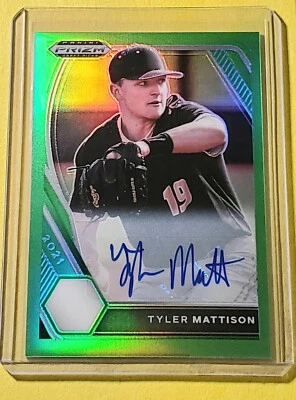 Tyler Mattison 2021 Panini Prizm Draft Picks Lime Green Prizm Auto 07/23 Tigers - Image 1 of 2