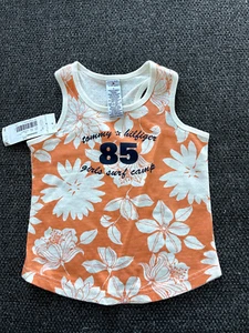 NWT Tommy Hilfiger Little Girls surf camp orange floral tank top size 5 - Picture 1 of 2