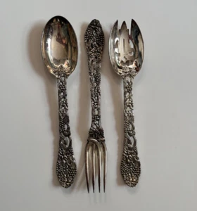 Godinger 3 piece serving fork and spoons grape design - Picture 1 of 6