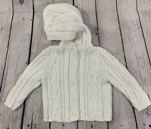 Genuine Kids Osh Kosh Toddler Girls 18 Month Cable Knit Hooded Button Cardigan