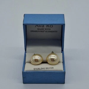 Ava Ro Sterling Silver Pearl Earrings With Swarovski Crystals - Picture 1 of 6