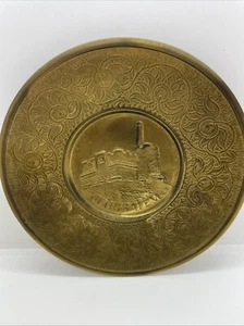 Plato colgante de pared de cobre recuerdo judío vintage de Jerusalén - Imagen 1 de 7