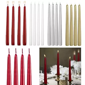 4 velas cónicas cera color mesa de cena boda fiesta luz Navidad 25 cm - Imagen 1 de 21