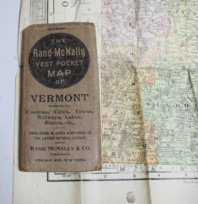 Chaleco Rand-McNally 1905 mapa de bolsillo de VERMONT/B Foto 1 de 3