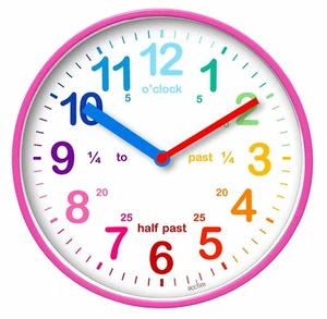 Acctim Wickford Kids Wall Clock in Pink Helps Teach Children To Tell Time 22520 - Picture 1 of 2