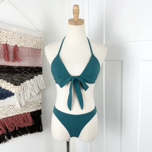 Mara Hoffman Samba Wraparound Bikini Top + Bottom Teal Sz XS - Picture 1 of 8
