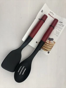 New KitchenAid Empire Red HERA Slotted Spoon and Short Turner - Picture 1 of 3
