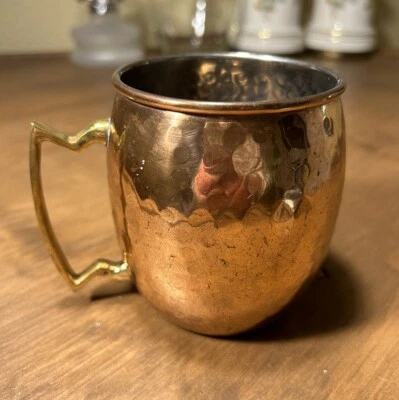 Медная кованая кружка Moscow Mule 4 дюйма с латунной ручкой с маркировкой: ODI сделано в Индии - Изображение 1 из 4