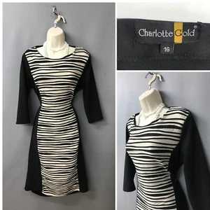 Charlotte Gold Vestido de rayas negras marfil para mujer Reino Unido 16 EUR 44 US 12 - Imagen 1 de 12