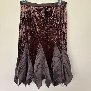 Brown Crushed Velvet Flowy Fairy Skirt Women S Whimsigoth Grunge Boho Bebe Silk - Picture 1 of 7