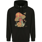 A Snail Playing the Banjo Under a Mushroom Mens 80% Cotton Hoodie