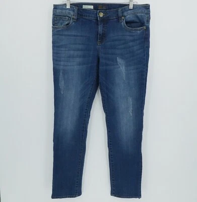 Kut From The Kloth Jeans Womens 12 Blue Boyfriend Straight Mom Distressed - Image 1 of 4