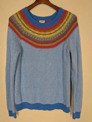 Suéter MOSSIMO Fairisle patrón islandés jersey azul arco iris para mujer talla XXL Foto 1 de 4
