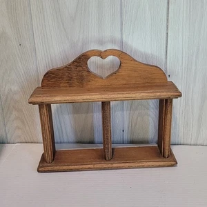 Vtg Rustic Farmhouse Country Pine Wood Wall Display Shelf Curio Shadow Box Heart - Picture 1 of 6
