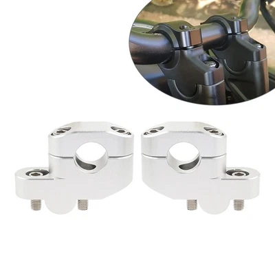 7/8" Offset Handlebar Clamp Mount Riser For Honda Suzuki Yamaha Kawasaki Silver - Image 1 of 4