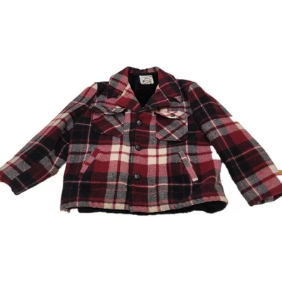 Casaco xadrez vintage Woolrich 100% lã pura (concha) vermelho branco e preto tamanho G - Imagem 1 de 4