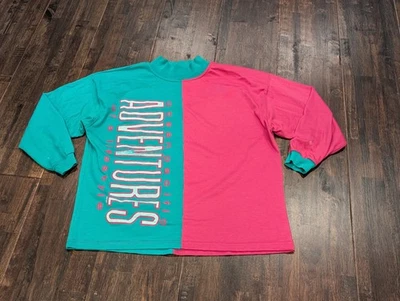 Bloque de color rosa azulado vintage Ocean Pacific OP Adventures grande años 80 puntada única Foto 1 de 4