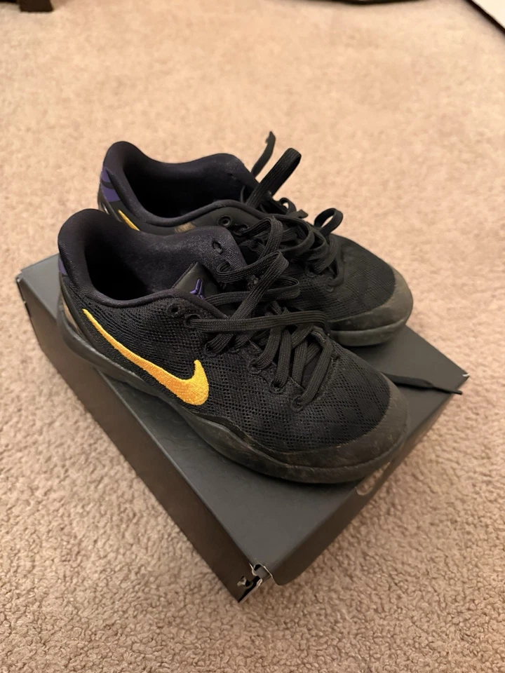 Size 13C - Nike Kobe 8 Lakers Away PS Kids Shoes FN0267-002 Black Purple - Image 1 of 4