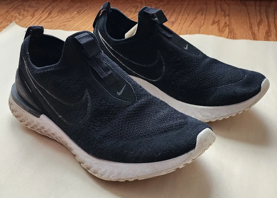 Nike Epic Phantom React Flyknit Mens 10 Shoes Black Slip On Sneaker Running - Image 1 of 4