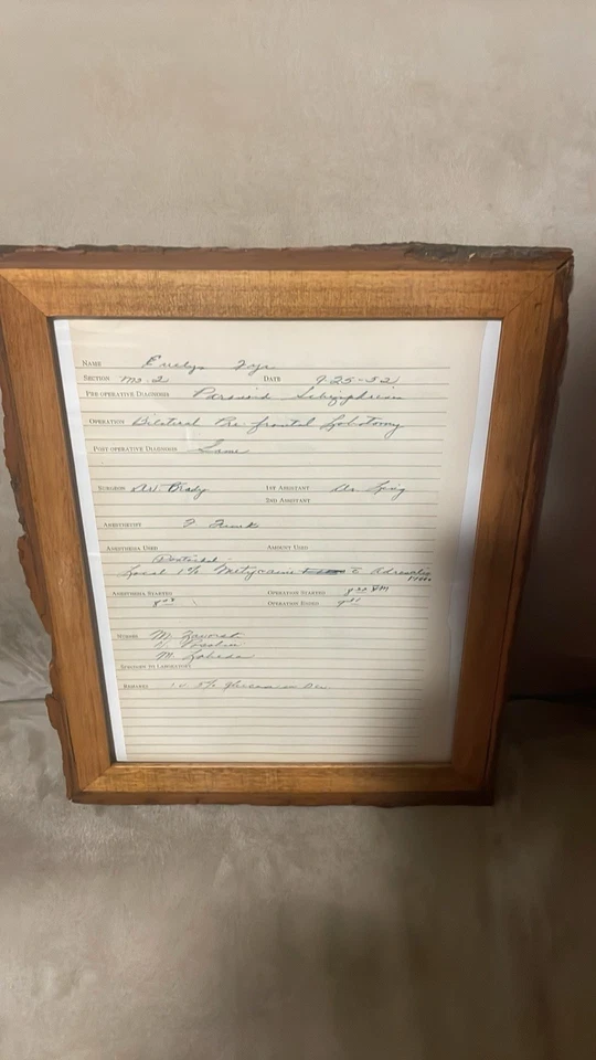 Very Rare Framed Lobotomy Form Norristown State Hospital Oddity - Image 1 of 2