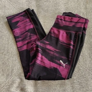 EUC Puma Girls Pink/Black Leggings Size L in Juniors Box 9 - Picture 1 of 9