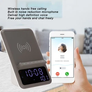 Bedside Alarm Clock Fast Charging Wireless Chargers Phone Charging Station - Photo 1 sur 12