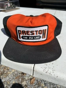 Vintage- Preston 151 Line - Orange & Black Trucker Baseball Snapback - Mesh - Picture 1 of 8