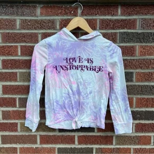 SO Purple and Cream Tie Dye LOVE IS UNSTOPPABLE Pullover Hoodie - Picture 1 of 4