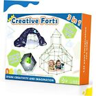  Fort-Building-Kit 130 Pieces with Blanket & Light, 3 in 1 Blanket Fort Toy 