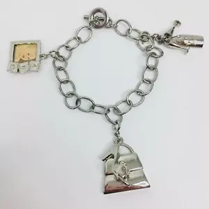 Charm Bracelet Silver Tone Things Remembered Engravable ABC Champagne Purse Char - Picture 1 of 5