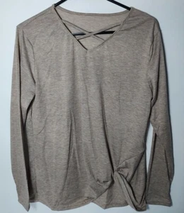 Damen Jersey Knoten T-Shirt Creme Braun Small 65/35 Poly Baumwollmischung - Bild 1 von 2