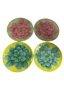 Zak! "Designs Set di 4 Piastre Melammina Fiori Floreali Rosa Verde Giallo 9" - Foto 1 di 8