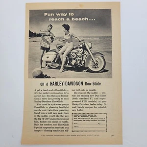 Harley-Davidson Duo-Glide Motorcycle~Fun Way to Reach a Beach~Vtg Print Ad 1960 - Picture 1 of 2