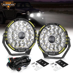 AUXBEAM Pair 9" 360-PRO LED Work Light Bar Driving Fog Lamp Offroad ATV Truck - Picture 1 of 12