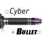 Kiwav Motorcycle Cyber Grips Dark Gray With Bullet Bar Ends Purple/Black