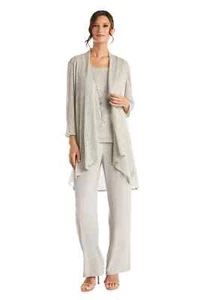R&M Richards Women's Three Piece Metallic Crinkle Duster Mother of the Bride Pan - Picture 1 of 47