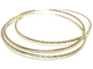 Armreif Set Silber .925 Gelbgold getaucht 3 Creolen Diamantschliff/Twirl Stil 12,5 g - Bild 1 von 1