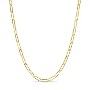 Real Genuine 1/20 14K Solid Yellow Gold Paperclip Chain Necklace 18 inch 2.4 mm - Picture 1 of 6