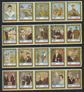 Charles de Gaulle With World Leaders Complete CTO Cancelled Set of 20 Fujeira - Bild 1 von 1