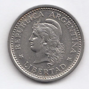 ARGENTINA 1959 1 peso KM#57 Lady Liberty R.334 - Picture 1 of 2