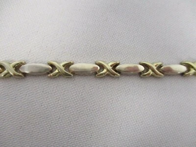 VINTAGE FAS MADE in ITALY 925 STERLING SILVER "X" OVAL LINK BRACELET ~ 7 1/4" - Image 1 of 4