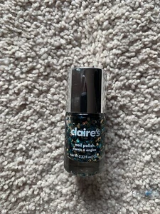 CLAIRE'S NAIL POLISH - Clear With Aqua/gold Round Glitter  - NEW - Picture 1 of 4